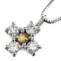 ジュエリー ネックレス クロス デザイン シトリン(黄水晶) 天然ダイヤモンド 11月誕生石 プラチナ900_画像4