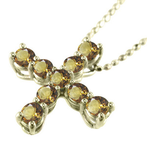  pendant necklace Cross citrine ( yellow crystal ) 11 month. birthstone k10 yellow gold 
