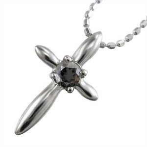 ジュエリー ネックレス 一粒 クロス デザイン ブラックダイヤモンド 4月誕生石 プラチナ900