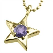 ジュエリー ネックレス 18kイエローゴールド 星の形 一粒 アメシスト(紫水晶) 2月誕生石_画像3