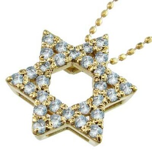 k18 желтое золото шесть . звезда Star Jewelry колье аквамарин 