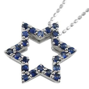  sapphire pendant necklace six . star 9 month birthstone k10 white gold 