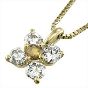 K18 pendant five Stone 11 month. birthstone citrine natural diamond 