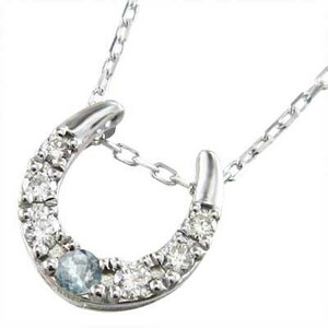 18 gold white gold .. hose shoe jewelry necklace aquamarine natural diamond 