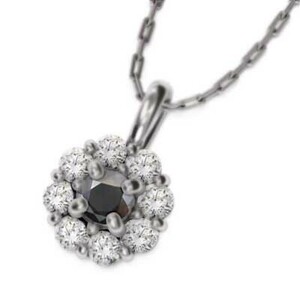 ジュエリー ネックレス ブラックダイヤ(黒ダイヤ) 天然ダイヤモンド プラチナ900
