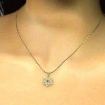 ジュエリー ネックレス ヘキサグラム 星の形 アメジスト 天然ダイヤモンド 2月誕生石 K18 小サイズ_画像2