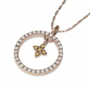  necklace Cross ( yellow crystal ) citrine 18k pink gold 