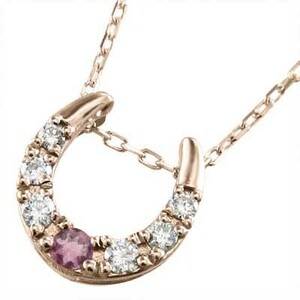 k18 pink gold jewelry necklace .. hose shoe 10 month. birthstone pink tourmaline natural diamond 