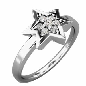 指輪 プラチナ900 ダビデの星 天然ダイヤモンド 4月誕生石 六芒星小サイズ