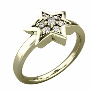 ダイアモンド 指輪 ダビデの星 k10イエローゴールド 4月誕生石 六芒星中サイズ