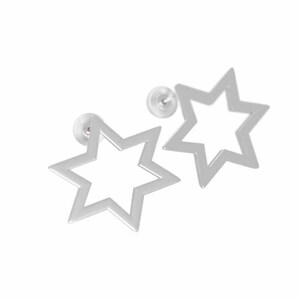 Pt900 six . star pair earrings simple catch attaching large size 