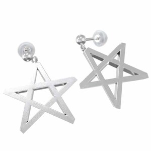  пара серьги простой Star звезда k18 белое золото catch имеется большой размер 