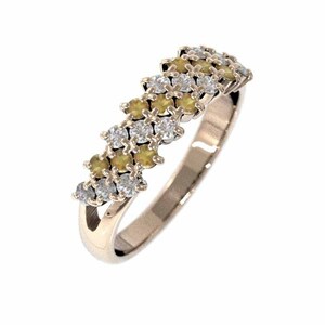 指輪 (黄水晶)シトリン 天然ダイヤモンド 18金ピンクゴールド 11月の誕生石
