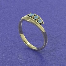 指輪 3石 蛇 スネーク ブルートパーズ(青) 11月の誕生石 18金イエローゴールド_画像3