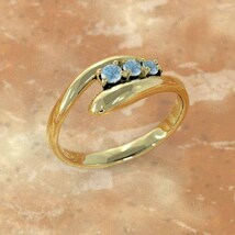 指輪 3石 蛇 スネーク ブルートパーズ(青) 11月の誕生石 18金イエローゴールド_画像4
