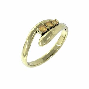 指輪 3ストーン 蛇 スネーク シトリン(黄水晶) 11月の誕生石 k18イエローゴールド