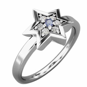  ring six . star tanzanite natural diamond 12 month birthstone k10 white gold six . star small size 