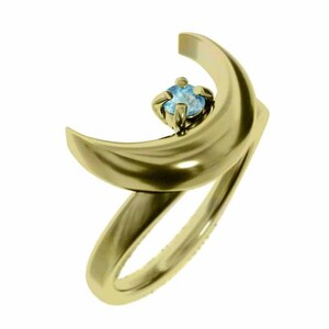  ring one bead moon blue topaz ( blue ) 18k yellow gold 