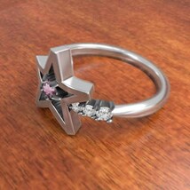 指輪 k18ホワイトゴールド 星 ジュエリー ピンクトルマリン ダイヤモンド 10月の誕生石_画像3