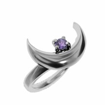 リング 月 一粒石 アメシスト(紫水晶) 白金（プラチナ）900 2月の誕生石_画像1