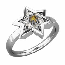 シトリントパーズ 天然ダイヤモンド 指輪 六芒星 18金ホワイトゴールド 11月の誕生石 六芒星大サイズ_画像4