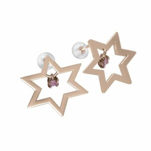 18k pink gold pair earrings 1 bead stone pink sapphire 9 month birthstone six . star catch attaching large size 