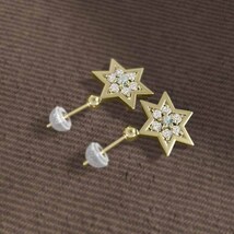 ペアピアス アクアマリン 天然ダイヤモンド 六芒星 イエローゴールドk18 キャッチ付き ブラタイプ 大サイズ_画像3