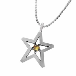  jewelry necklace star. shape one bead ( yellow crystal ) citrine Pt900 middle size 