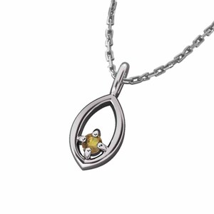  citrine ( yellow crystal ) pendant necklace one bead stone 11 month. birthstone k18 white gold small size 