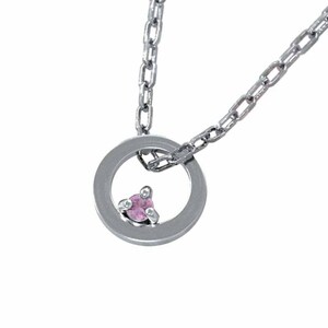 k10 white gold shell circle pendant necklace one bead stone pink sapphire small size 