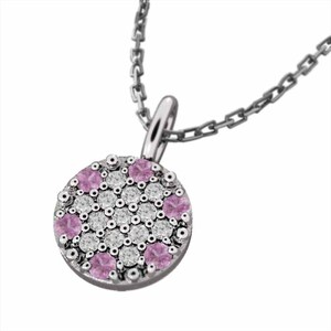  bed .. series jewelry necklace pink sapphire natural diamond k10 white gold round 