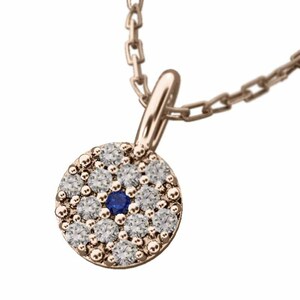 ジュエリー ネックレス 敷き詰めシリーズ サファイヤ 天然ダイヤモンド 18金ピンクゴールド 9月誕生石 丸型