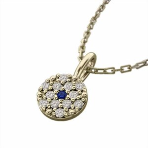 石敷き詰めシリーズ ネックレス サファイア(青) 天然ダイヤモンド 10kイエローゴールド 丸型