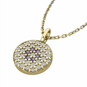 アメシスト(紫水晶) 天然ダイヤモンド ジュエリー ネックレス 敷き詰めシリーズ 18金イエローゴールド 2月誕生石 丸型