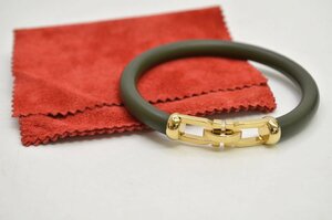 [fui]　美品 サルヴァトーレ・フェラガモ ガンチーニ バングル　ブレスレット　カーキ×ゴールドカラー　Ferragamo