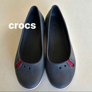 crocs クロックス　ラバー　フラットシューズ　ネイビー　W 6 23cm