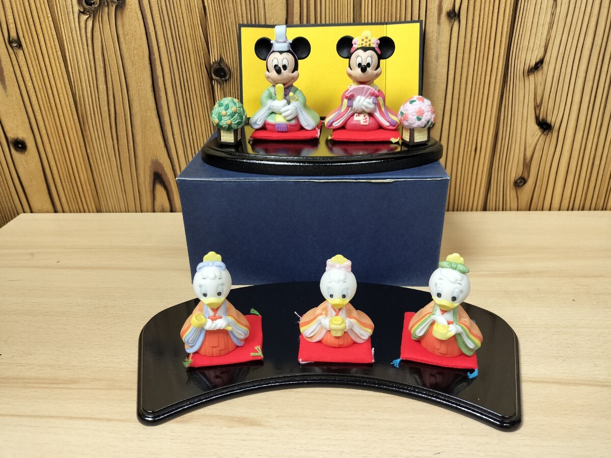 ★Disney Mickey Minnie Donald Duck Hina Doll Hina Hina Doll Three Officials Ceramic Walt DIsney Campany Folding Screen with Base★, season, Annual event, Doll's Festival, Hina doll