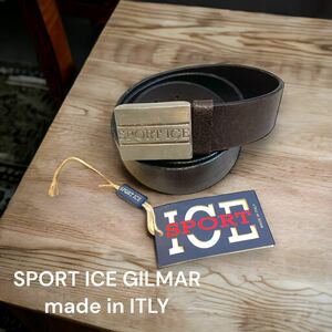 90s ヴィンテージ　イタリア製　レザーベルト　本革 SPORT ICE GILMAR スポーツ アイス ジルマール ブラウン　ITLY OLD 年代物