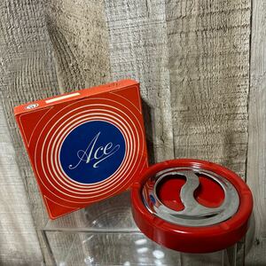 未使用　デッドストック　昭和レトロ　ビンテージ　灰皿　Ace 当時物　古い灰皿　ヴィンテージ vintage レトロ　赤　Red 新品　箱付き