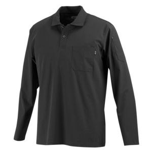 冷感 ストレッチ ポロシャツ 長袖 (ブラック/M) 接触冷感 Qmax 0.33 吸水 吸汗 速乾 UVカット 紫外線カット