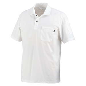 冷感 ストレッチ ポロシャツ (ホワイト/L) 半袖 接触冷感 Qmax 0.33 吸水 吸汗 速乾 UVカット 紫外線カット UPF50+ 胸ポケット 袖ポケット