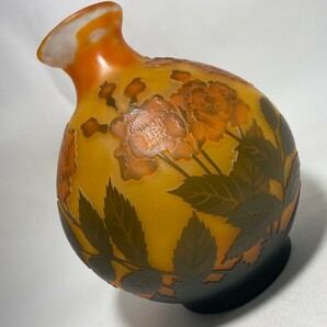 AS640 西洋美術 エミール・ガレ Galleサインあり 被せガラス花瓶 ガラス壺 H24cmの画像4