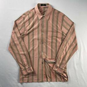 Euro Vintage 90s ungaro uomo コットン100% 光沢 刺繍 ストライプ レトロ 総柄 デザインシャツ