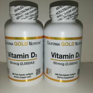 【2個セット】ビタミンD3 2000IU 50mcg 360粒 大容量 California Gold Nutrition【新品・送料込】