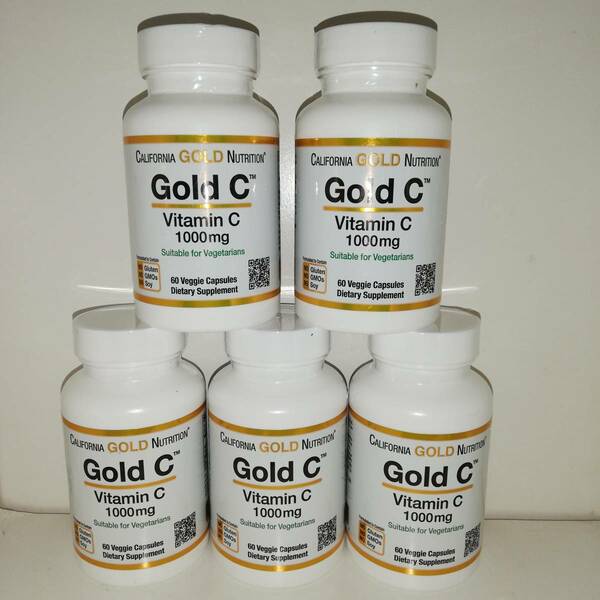 【5個セット】Gold C ビタミンC 1000mg 60粒 アスコルビン酸 California Gold Nutrition【新品・送料込】