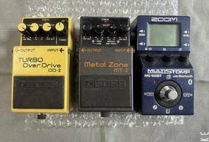 BOSS TURBO OVER DRIVE OD-2 、METAL ZONE mt-2 ZOOM ms-100bt エフェクター　まとめて3個