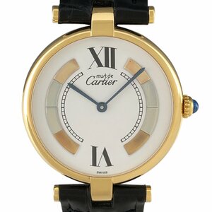 カルティエ CARTIER マストヴァンドーム ヴェルメイユ 590003 腕時計 シルバー925 GP レザー クォーツ ホワイト レディース 【中古】