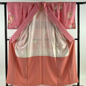 訪問着 身丈155cm 裄丈61cm S 袷 山本寛斎 落款 桜 源氏香 刺繍 金彩 ピンク 正絹 名品 【中古】の画像3