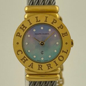 【ジャンク品】シャリオール CHARRIOL サントロペ ブルーシェル文字盤 腕時計 クォーツ 【中古】