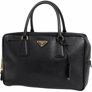 プラダ PRADA ロゴプレート ハンドバッグ ミニボストンバッグ サフィアーノレザー ネロ(ブラック) BL0095 レディース 【中古】